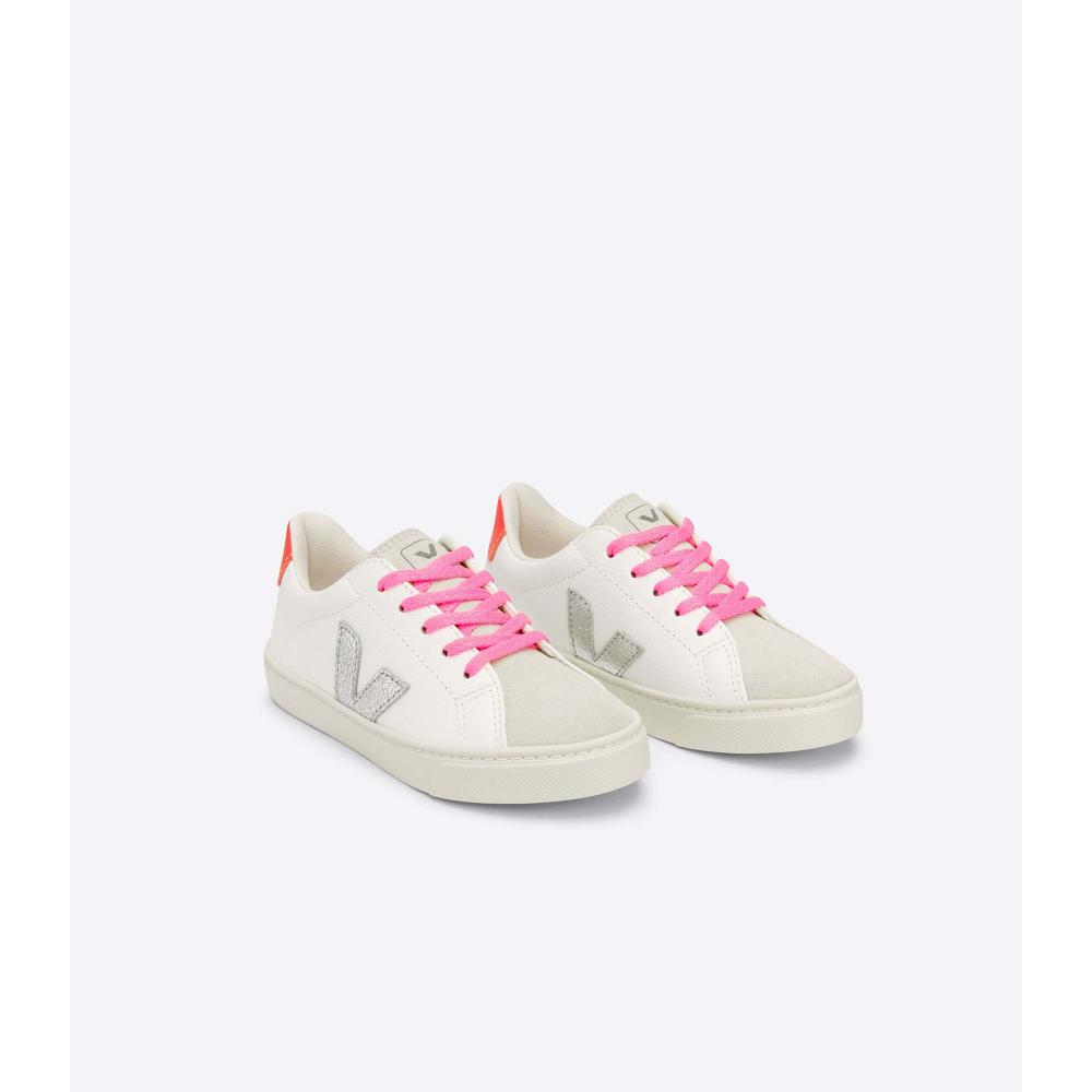 Kids' Veja ESPLAR LACES CHROMEFREE Shoes White/Silver | SG 735YXF